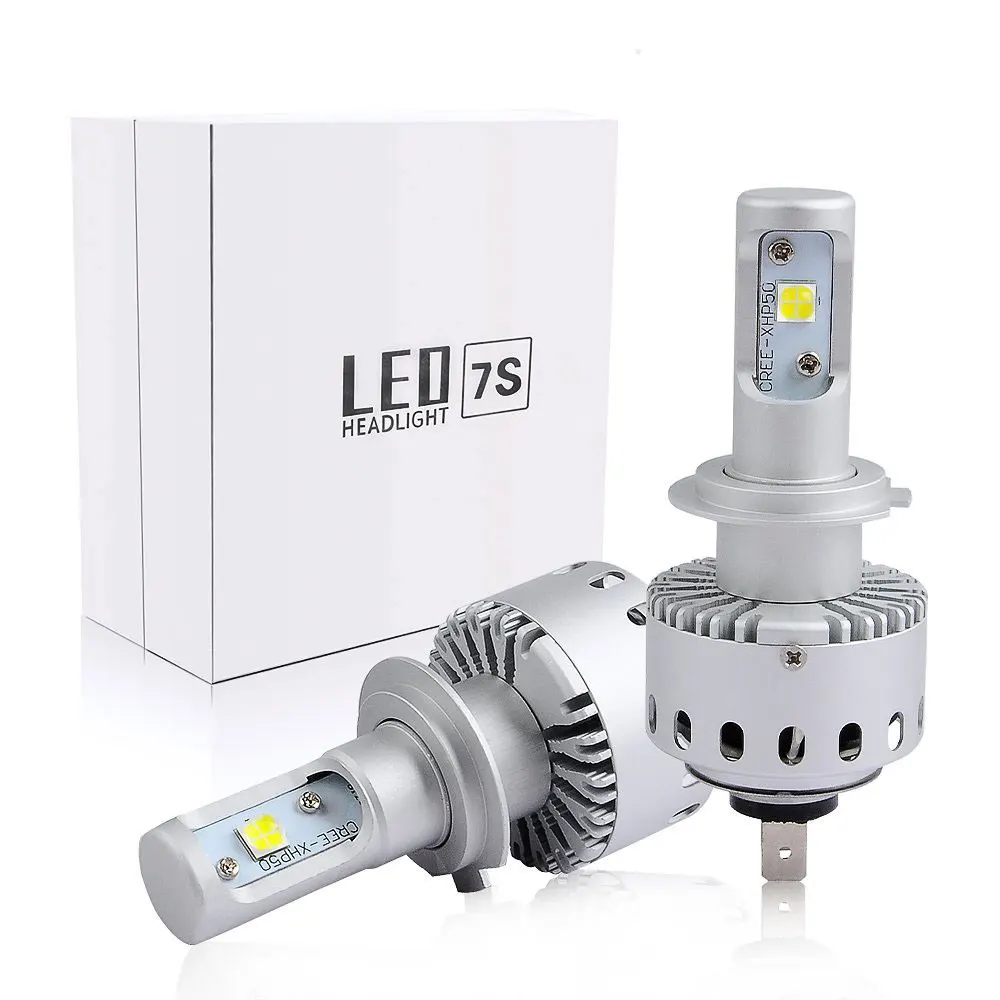 COOLEEON HL 7S H7 огни автомобиля светодиодный фары 12V 24V 80W 8000LM с CREE XHP50 чипы 6500K белый Цвет