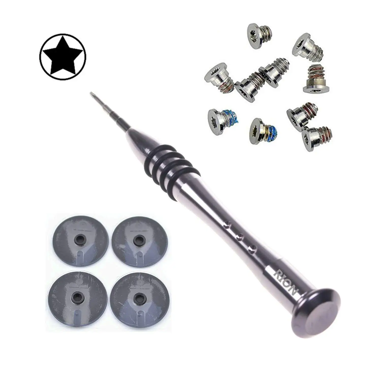 

Rubber Case Feet + Set of 10pcs Repair Replacement Screw 5 point Pentalobe Screwdriver for Unibody Macbook Pro Retina A1425