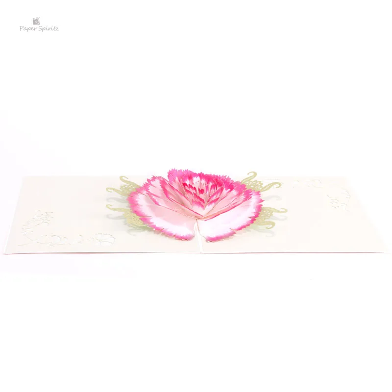  PAPER SPIRITZ elegant Carnation laser cut paper pop up card with blank envelope invitations greetin - 32893296878