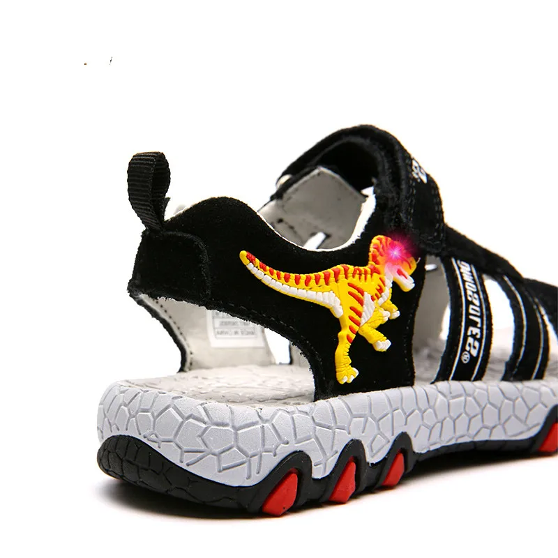 Dinoskulls Summer Shoes Kids LED Light Up Baby Boys Sandals Dinosaur Anti-Slip Children's Beach Sho - 33005880464