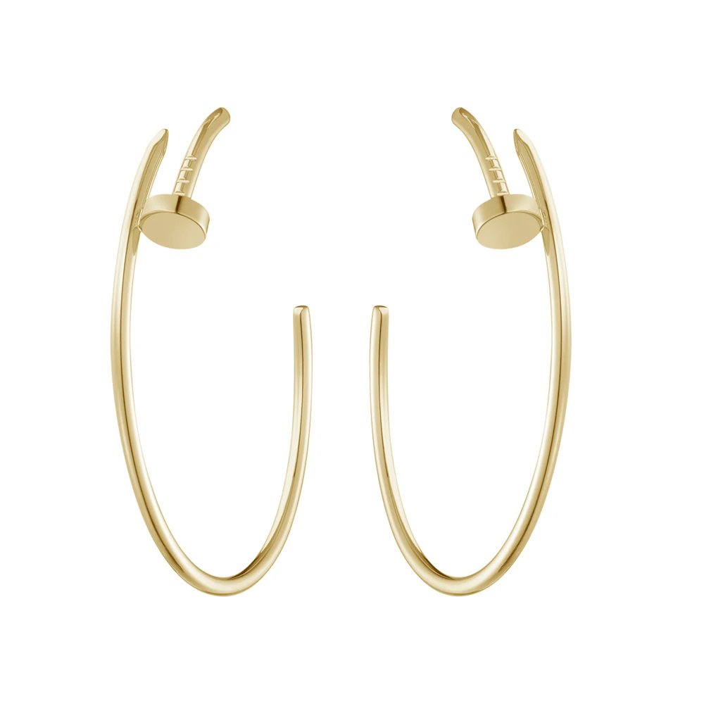 

Fashion Titanium Steel Personalized Brincos Gold Silver Pink Gold Nail Hoop Earrings Women Piercing Jewelry Oorbellen Orecchini