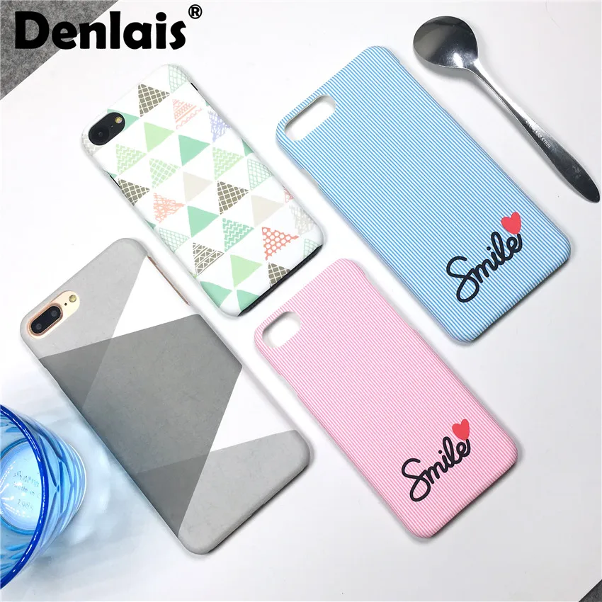 

Fashion Geometry Stripe Case For iPhone X 8 7 6S Plus Capa Coque Slim Matte Hard PC Cartoon Phone Case For iPhone 5 5S 6 7 Plus