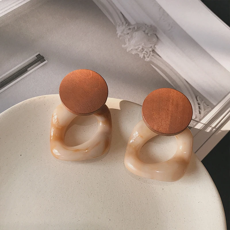 

Yonteia Fashion Big Resin Drop Earrings For Women 2019 New Acetic Acid Large Korea Square Earrings Trendy Wood Geometric Jewelry