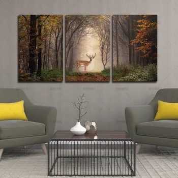 

Canvas painting picture deer in forest modern print on canvas Home Decorative Living Room Wall Art Picture Paint modern print