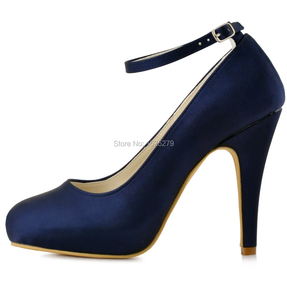EP11049-IP женская обувь на высоком каблуке; туфли-лодочки с завязками на лодыжках; Темно-синие невесты или подружки невесты, с сатиновой Свадебный для невесты обувь; цвет белый, слоновой кости;