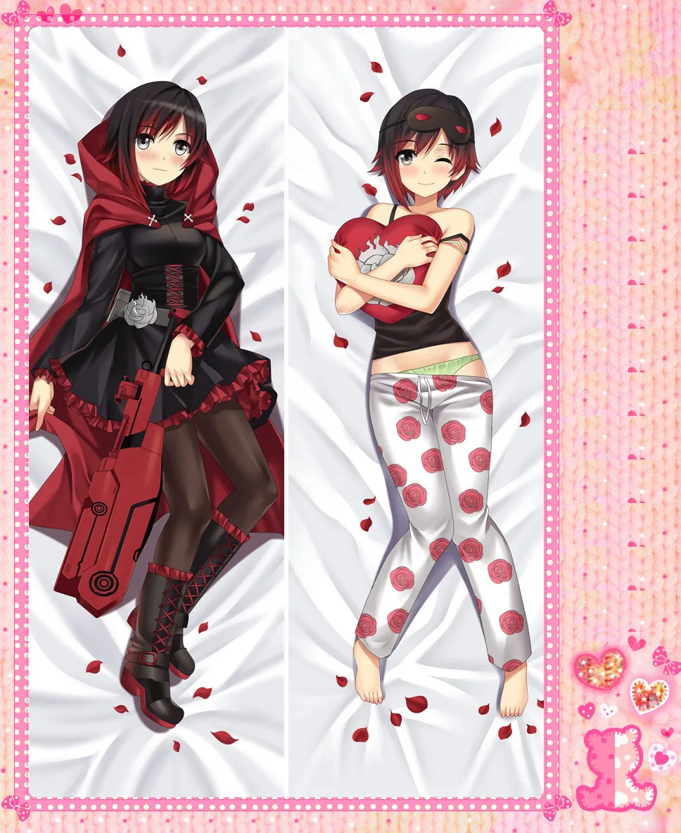 

Anime Cartoon RWBY Double Bolster Hugging Pillow Case Pillow Cover Pillowcase Peach Skin 2 Way No.55034