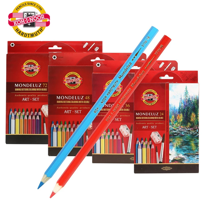 Koh-i-noor WaterColor Pencils 24/36/48/72 Set Water Soluble Mondeluz Aquarell Priscolor Pastille Drawing Pencil Art Supplies