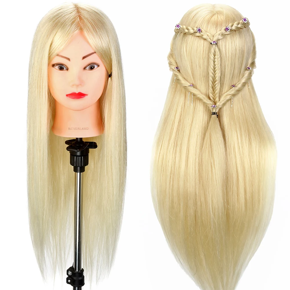 Neverland 70 Blonde Real Human Hair Hairdressing Mannequin Dolls 24