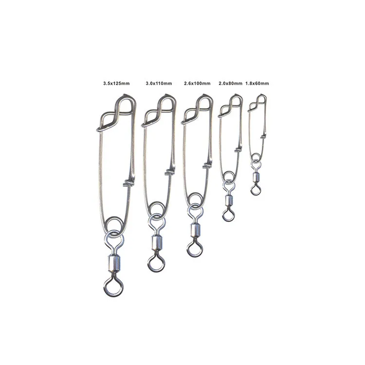 10pcs Fishing Rolling swivel with open eye snap Tuna Clip Longline Branch Hanger