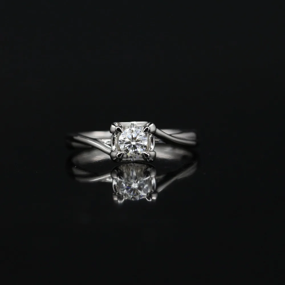 

LASAMERO 0.207 CT FG/SI Round Cut Modern Design Natural Diamond Ring For Women 18k White Gold Certified Engagement Wedding Ring