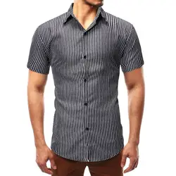 Camisa masculina 2019 модная мужская летняя Тонкая Повседневная рубашка в полоску с короткими рукавами Топ Блузка camiseta hombre