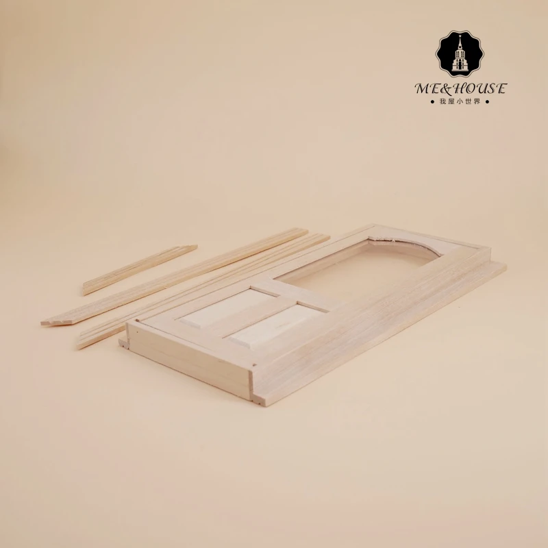 Mini Size DIY Doll House Miniature Furniture Wooden Burlywood Door