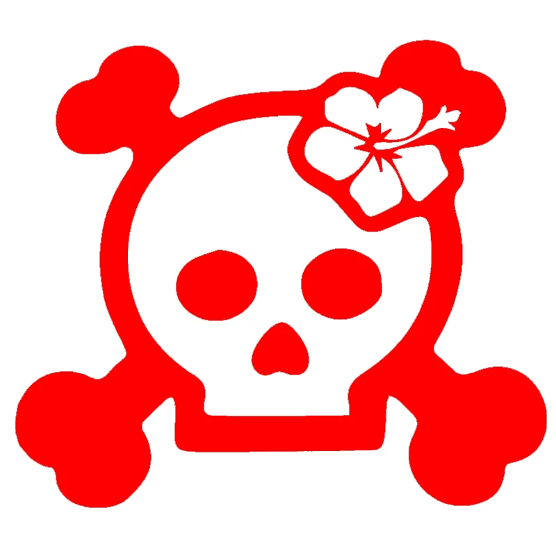 

Car stying Humor Fake Pirates Skull with Hibiscus Flower Funny Car Sticker for Truck SUV Window Bumper Decor Vinyl Decal Jdm