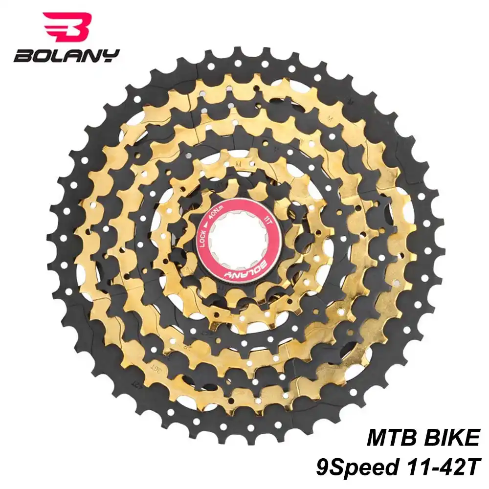BOLANY MTB 9 Speed Cassete 11-42T Silver//Black Mountain Bike Cassette Freewheel