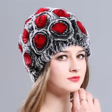 Женские зимние шапки, серые, красные, серые, серые, 3 цвета, повседневные, с цветочным узором, ветрозащитные, теплые, с мехом кролика Рекс, травяная шляпа лыжные нагрудники