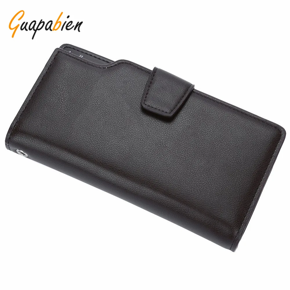 

Guapabien Men Casual Wallet Hasp Zipper Multi Functional Vertical Wallet Leather Long Wallet Design Hand Bags For Men Purse