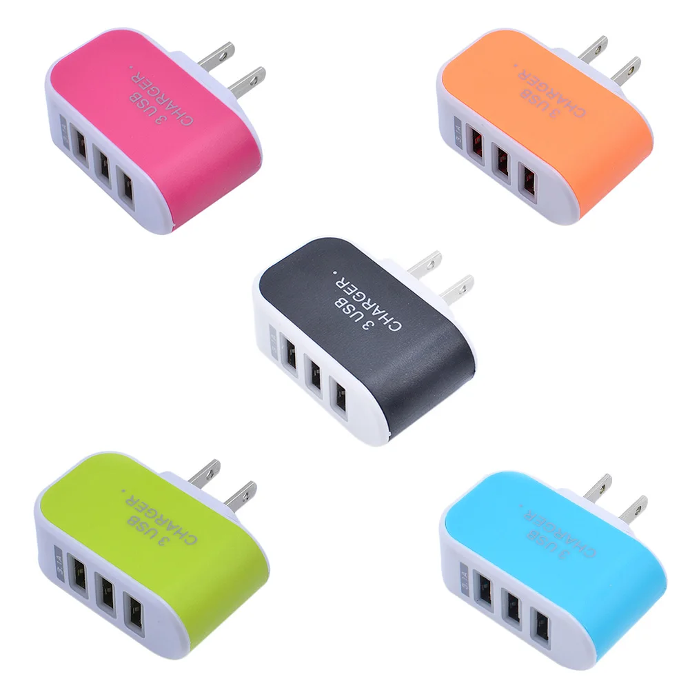 

3USB Candy Color Glow 5V 3.1A Intelligent Travel Charger for iPhone and Android Mobile Phone Charging Head with Micro USB Cable