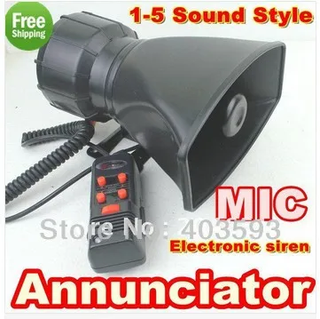 

DC12V 5 Tone Car electronic Warning Siren Alarm Police Firemen Ambulance Car Loudspeaker with MIC Free Shipping