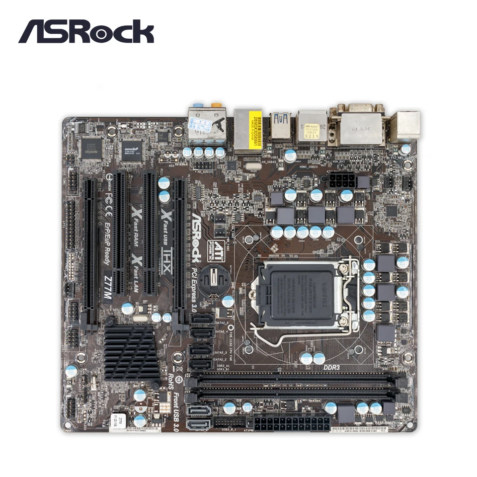 Оригинал ASRock Z77M рабочего Материнская плата Z77 разъем LGA 1155 для i3 i5 i7 DDR3 16 г USB3.0 ATX 100%