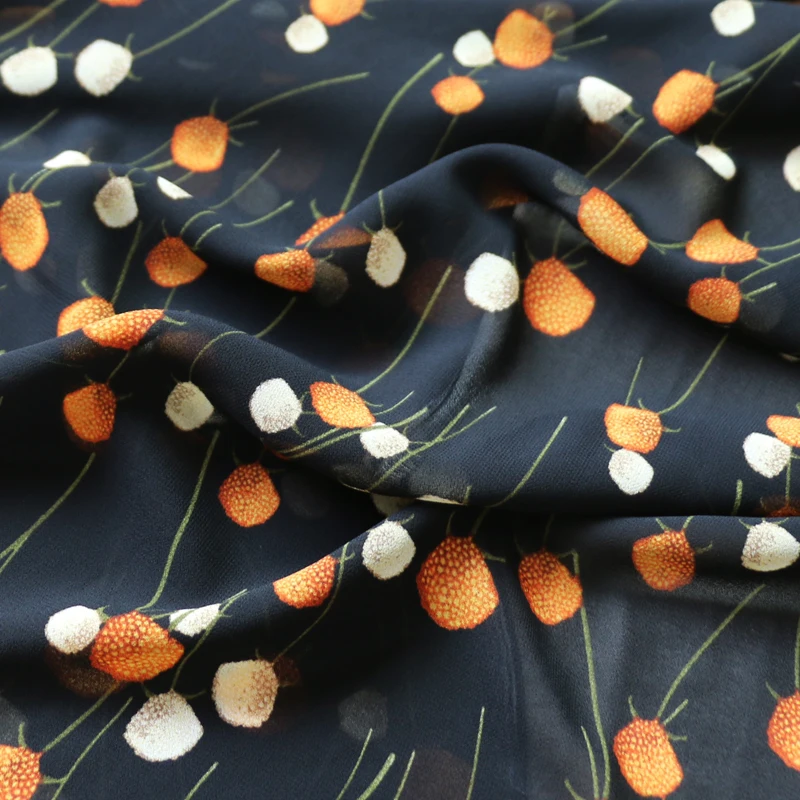 

Black Polyester Georgette Material Fabric Floral Pearl Chiffon 100cm*150cm