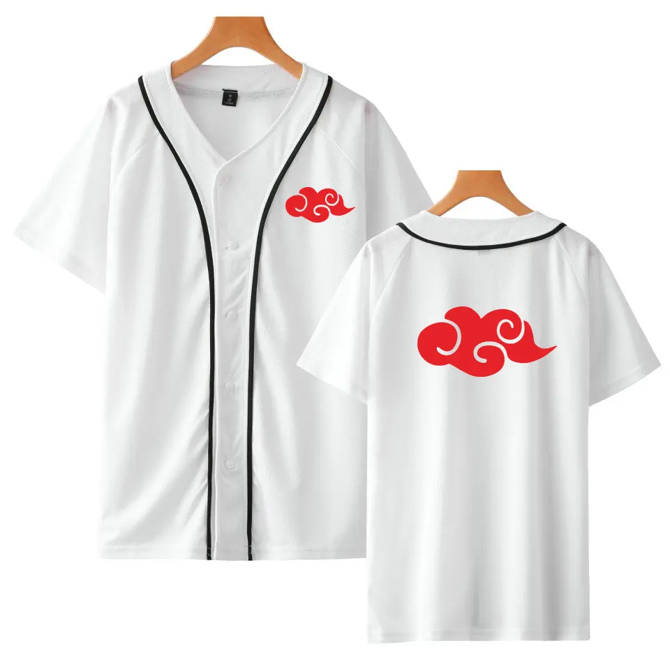 WEJNXIN новая распродажа бейсбольная куртка Наруто костюм Акацуки аниме бейсбольная рубашка с коротким рукавом футболки в стиле хип-хоп Учиха Итачи уличная одежда - Цвет: White 1