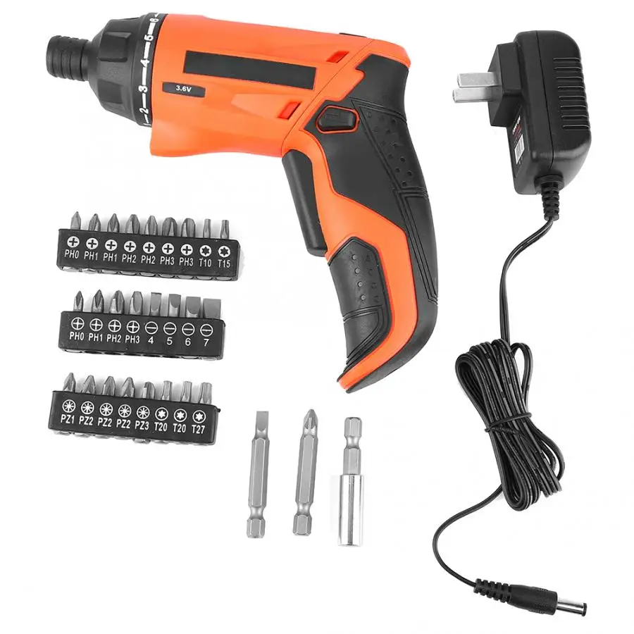 

Electric Screw Driver 3.6V Electric Cordless Rechargeable Screwdriver Bit Set Power Tool 100-240V CN Plug Herramientas