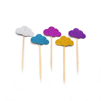 

20pcs Mini Clouds Shape Paper Cupcake Toppers Multicolor Cake Topper Birthday Wedding Party Cake Decorations Supplies