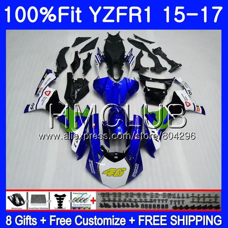 

Injection Kit For YAMAHA YZF R1 1000 YZFR1 15 16 17 113HM.6 YZF R 1 YZF-1000 YZF1000 YZF-R1 2015 2016 2017 Movistar Blue Fairing