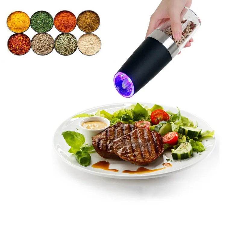 Hot Stainless Steel Automatic Electric Induction Pepper Grinder Grinding Bottle Home Use Free Hands Creative Kitchen Tools