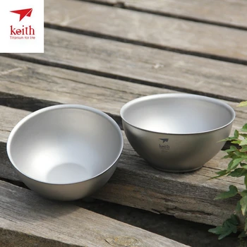

Keith 250ml Titanium Bowl Ultralight Camping Travel Tableware Double Wall Pure Titanium Bowls Anti-corrosion 2pcs Ti5351