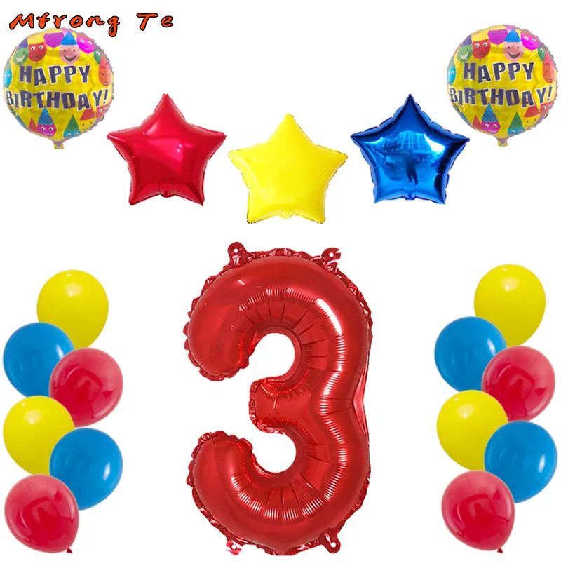 18 шт./лот, 30 дюймов, красные фольгированные шары с цифрами на день рождения, для 1-го, 2-го, 3-го дня рождения, с днем рождения, вечерние украшения для детского душа, детские игрушки