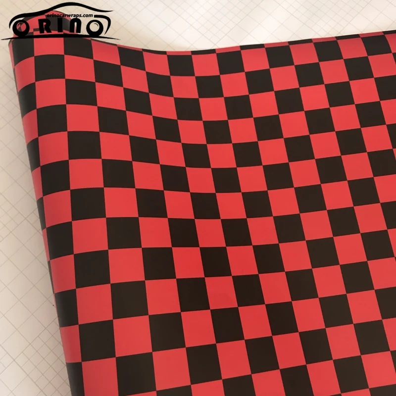 Black Red Checkered Flag Vinyl Film Sticker-2