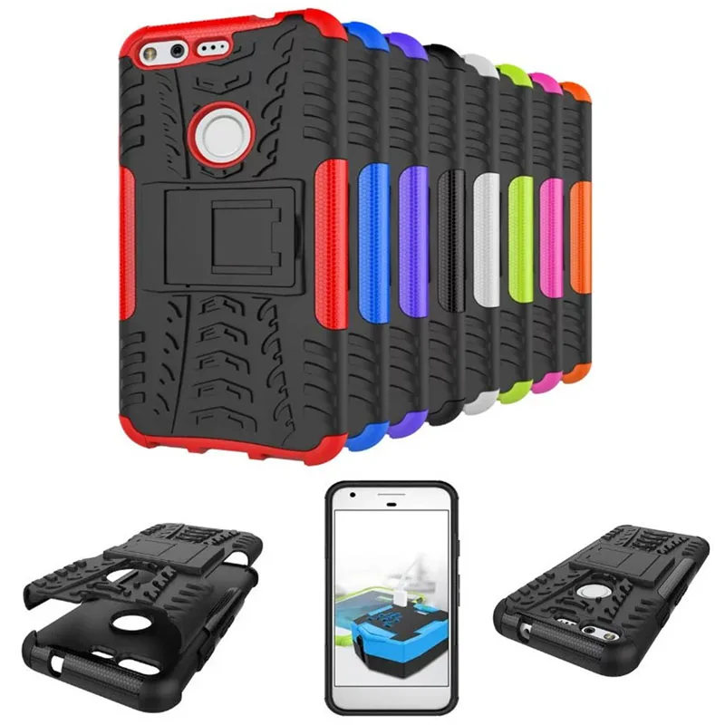 

Selling TPU&PC Heavy Duty armor stand Case For Google Pixel XL Case with stand 5.5 inch Protective Skin Double Color Shock shell