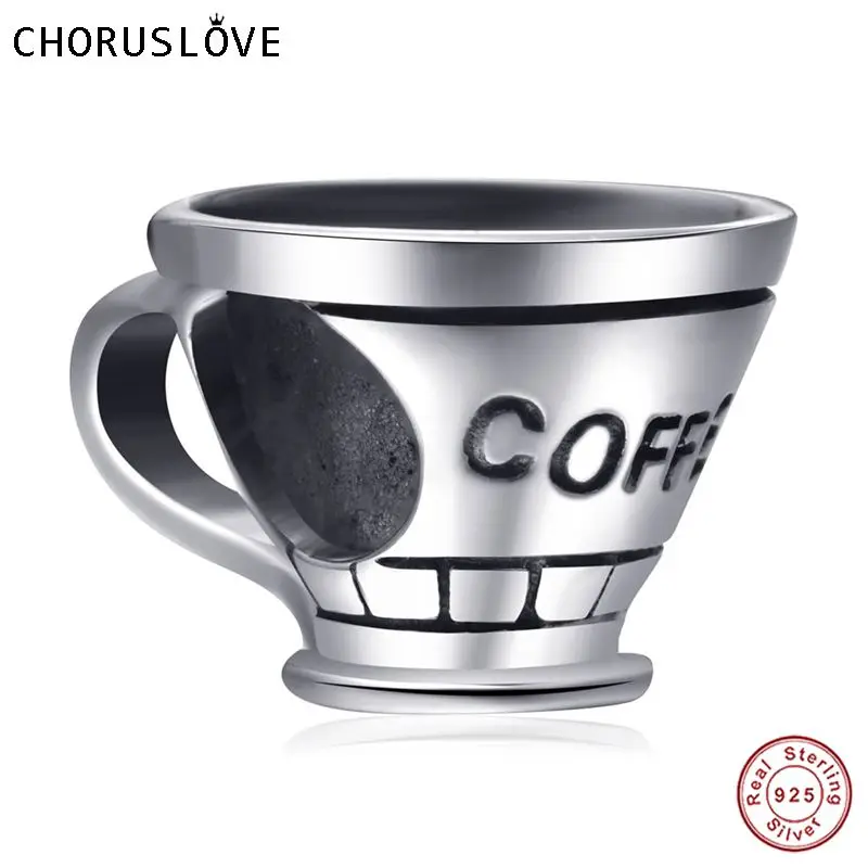 

Choruslove Antique 925 Sterling Silver Coffee Cup Beads for Pandora Charms Bracelets DIY Jewelry SS0249
