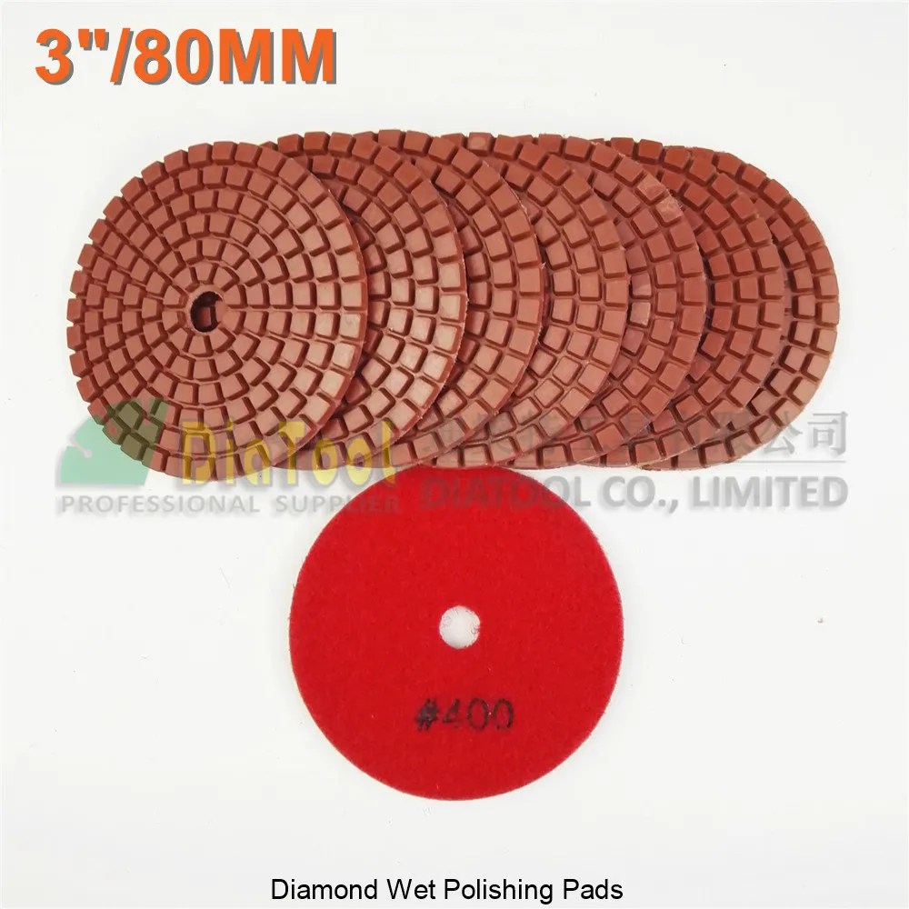 

DIATOOL 8pcs Diameter 80mm Grit#400 Diamond Wet Polishing Pads For Granite Marble Sander Disk 3" Resin Bond Stone Sanding Disc