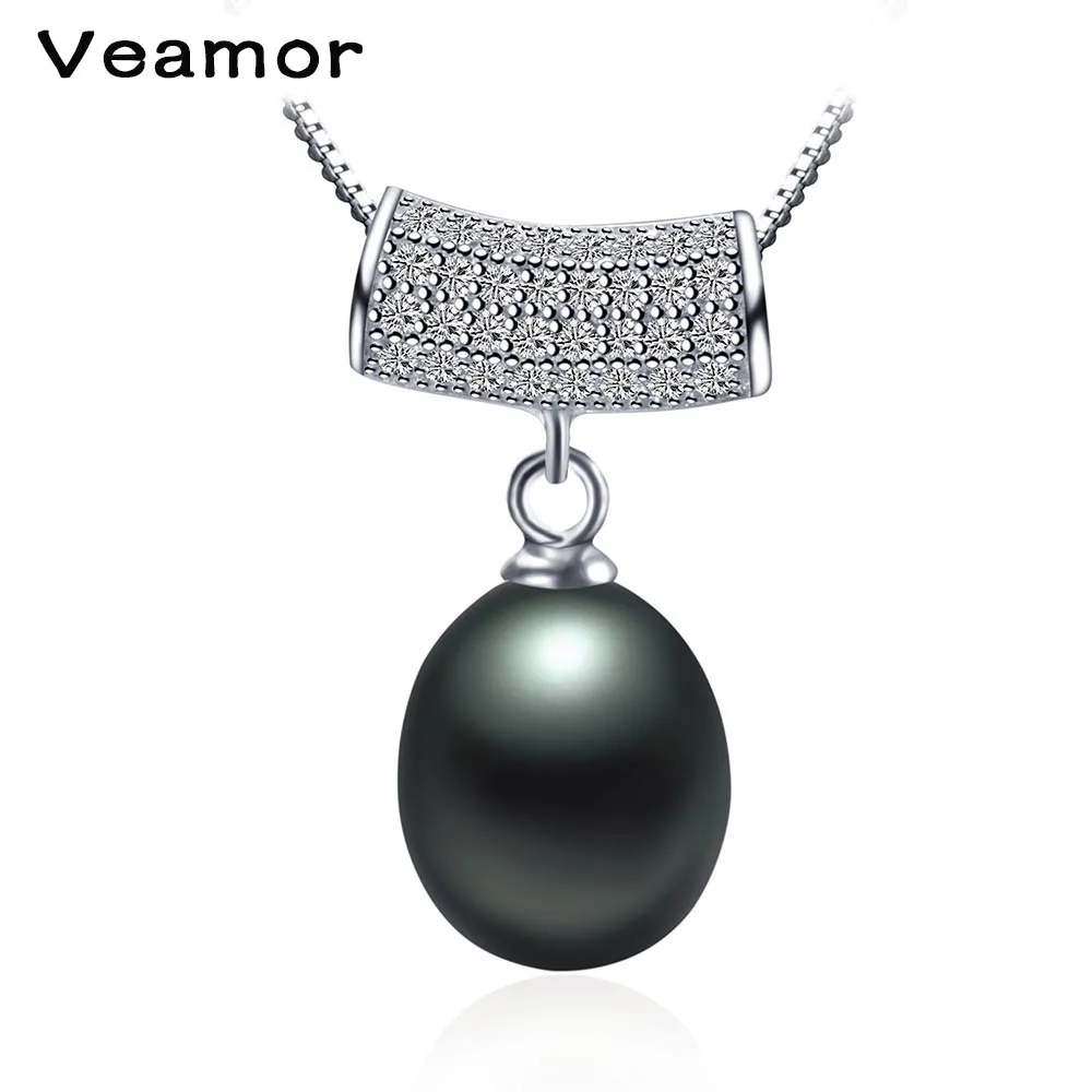 Veamor 925 Серебряная цепочка ожерелье с кисточкой женское офисное черный жемчуг
