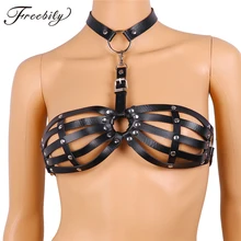 Новая мода искусственная кожа жгут рейв бюстгальтер женский ремень Готический тело Связывание Холтер шеи грудь подвязки ремни Сексуальное белье одежда