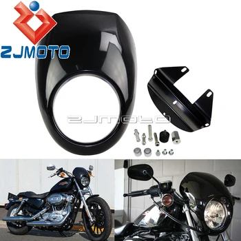 

Black 5-3/4" Headlamp Motorcycle Headlight Cowl Fairing Mask Visor Cover For Harley Davidson Dyna Sportster FX XL