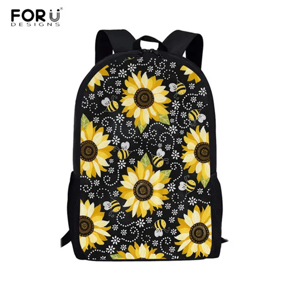 FORUDESIGNS Sunflower Floral 3D Print Fashion School Bags Teen Girls Durable Shoulder Backpacks Laptop Bagpack for Kids Daypacks - Цвет: HXA604C