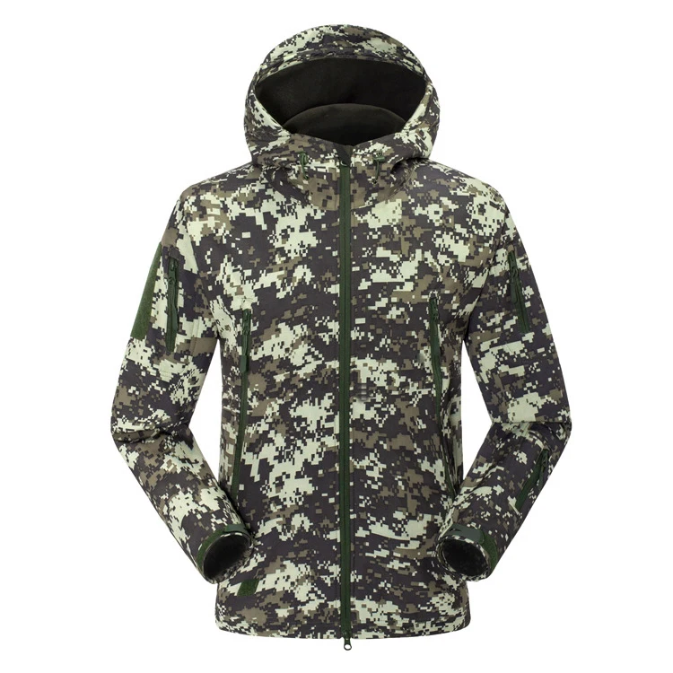 Outdoor soft shell jacket camouflage and solid windproof waterproof