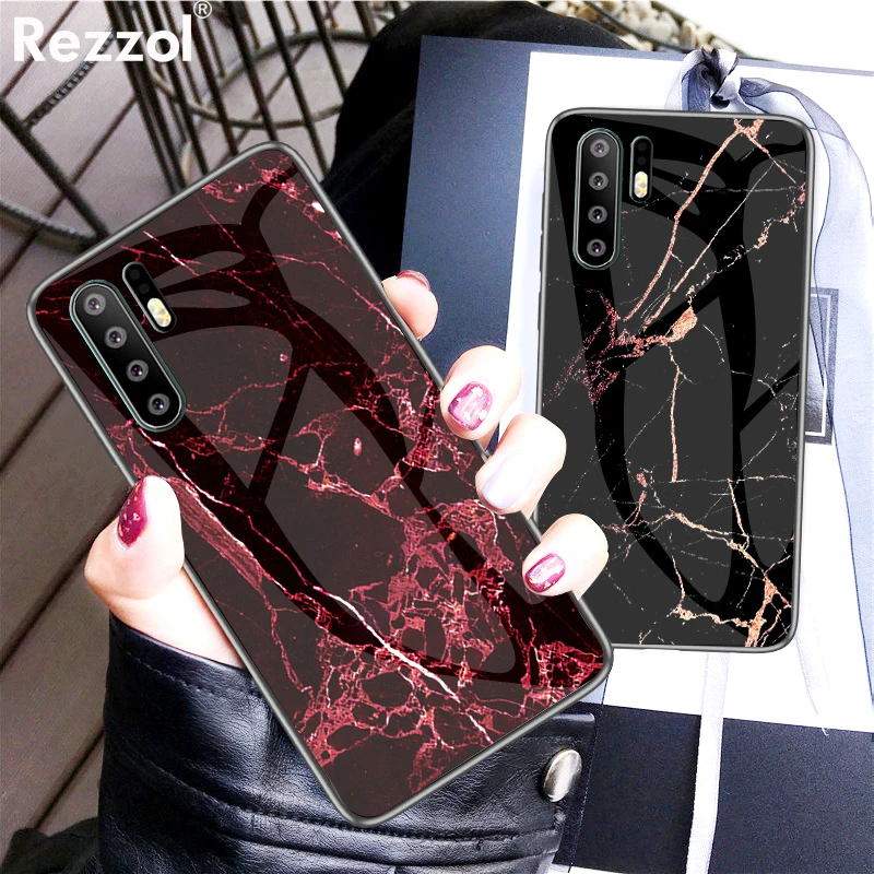 Мраморный чехол для телефона huawei P30 Pro Lite из закаленного стекла задняя крышка Fundas