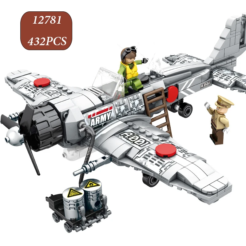 

Finger Rock 12781 WW2 Modern Military Army A6M Zero Fighter Air Force Building Blocks Model With Figures Toys Gifts For Kids