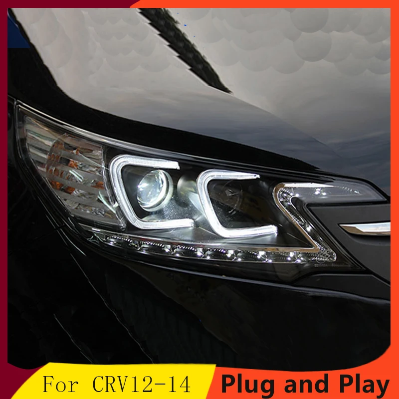 Автомобильный Стайлинг для Honda CRV CR-V светодиодный головной светильник s 2012- головная лампа двойной C Angel eye Led DRL передний светильник Биксеноновые линзы