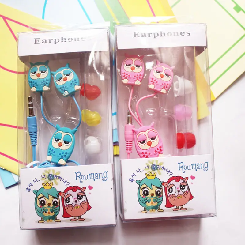 CHICLITS Cute Owl Earphone 3.5mm 3D Stereo Cartoon In-ear Earbus MP3 MP4 Music Universal Earplugs Girl Kid Earphones For Phones