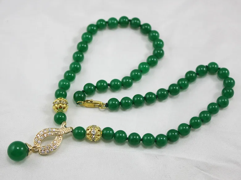 

new arrive design18inches Noblest 7-8mm green jade +14mm jade bead pendant Jewelry fashion jewellery