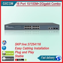 16 портов 10/100+ 2 Гига rj45+ 2 гигабитный комбинированный коммутатор POE realtek RTL8332L