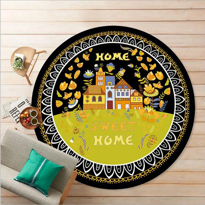 

2016 Quality Flannel Sweet Home Round Rugs Five Star Living Room Doormat Cartoon Carpet Door Floor Mat For Bedroom Birthday Gift