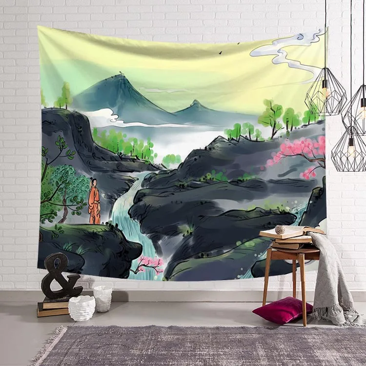 Гобелен в китайском стиле, тканевый Декор, сезонный гобелен, Настенное подвесное одеяло, пляжное полотенце, большой коврик для йоги, 200x150 см, покрывало, ковер - Цвет: Q