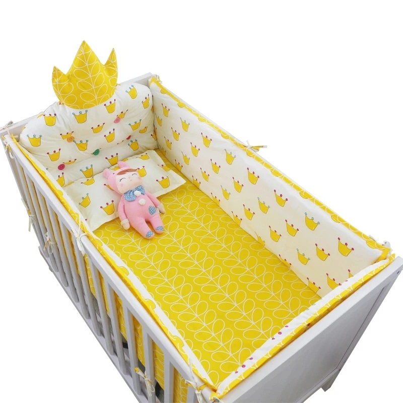 5pcs/set Luxury Crown Headrest Crib Around Bumpers Hot Baby Bedding Set