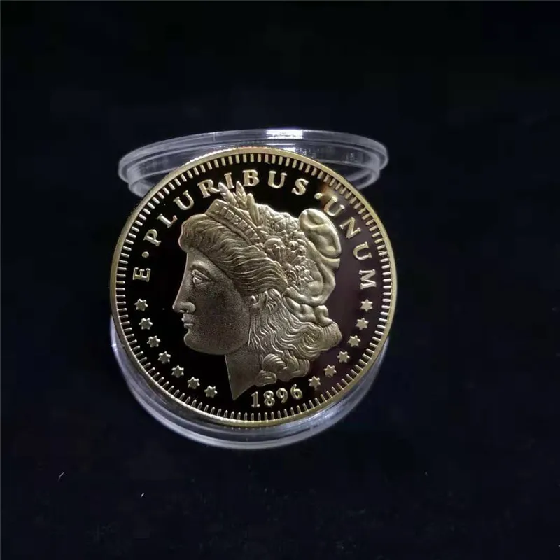 

1Pcs United States Morgan Dollar 1896 Silver gold Coin Collection Antique Dollar Home Decor